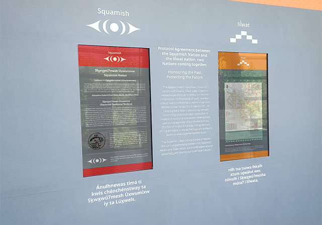 AV media display digital interactive interpretive exhibit squamish lilwat indigenous cultural centre museum video interface app digital interactive experience interpretive AV media